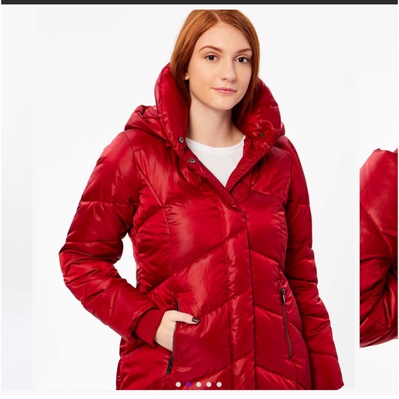 Dark red puffer coat - Picture 1 of 6